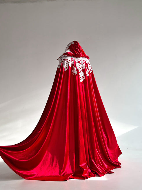 Red cape white lace