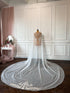 White bridal cape veil