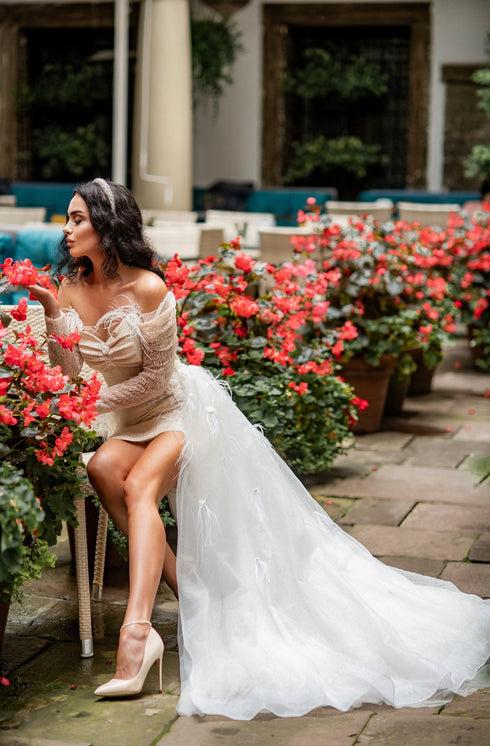 Dress with detachable train