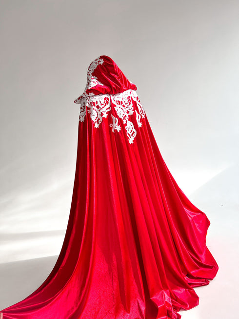 Red cape white lace