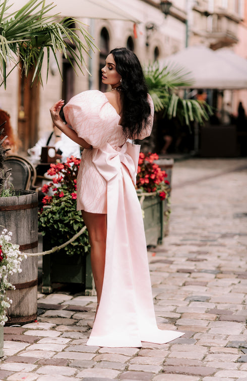 Pink bridal gown