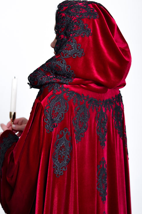 Red hooded cape sleeves