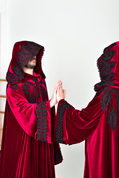 Red hooded cape sleeves