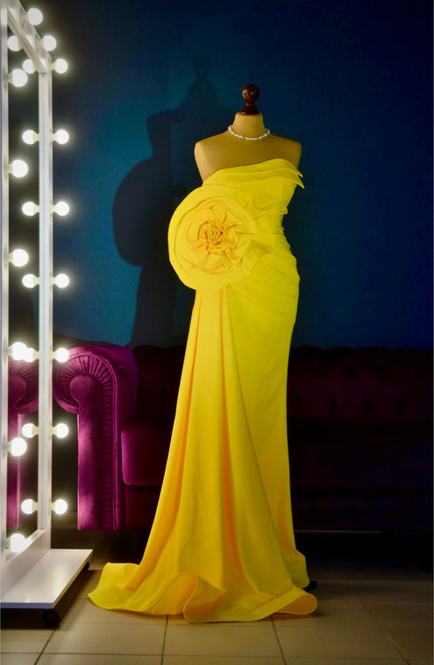 Yellow evening dress Formal prom gown