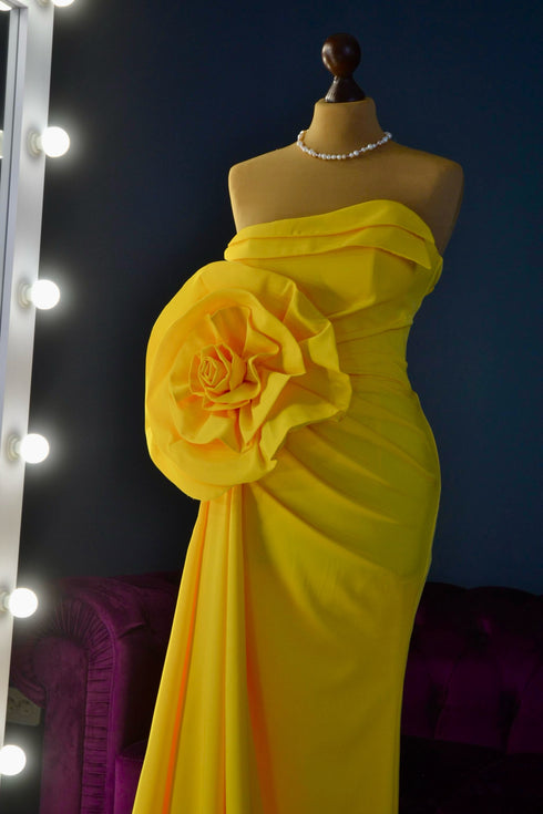 Yellow evening dress Formal prom gown