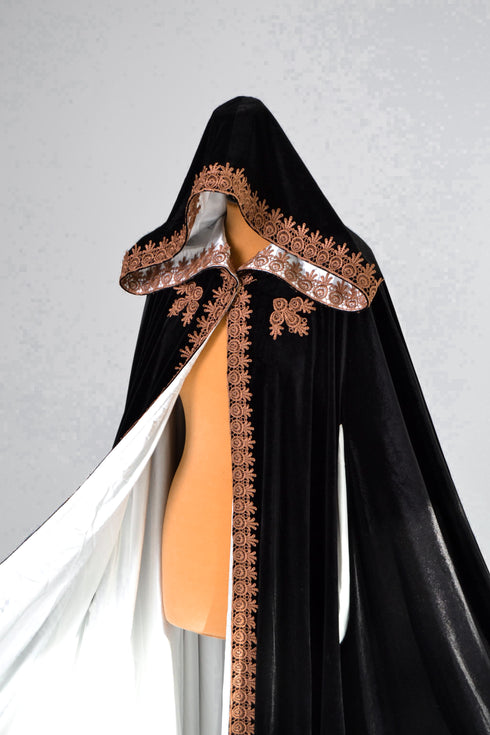 Black cape white lining