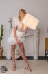 Pearl short wedding dress: Mini reception gown with feathers on the waist and ruffles