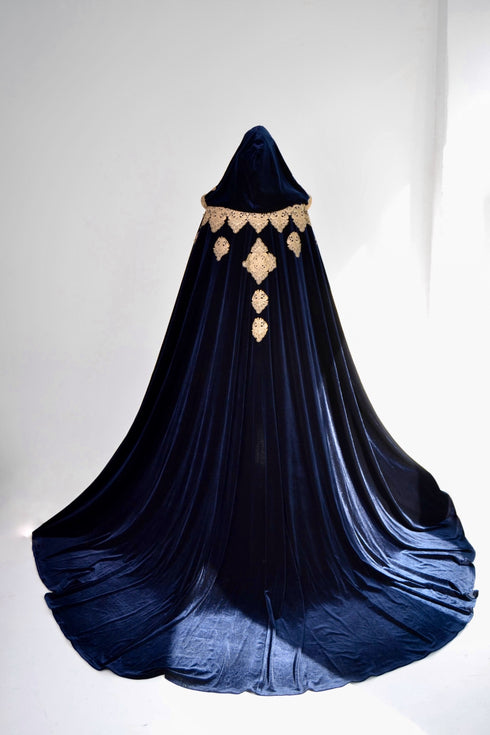 Blue cape gold lace