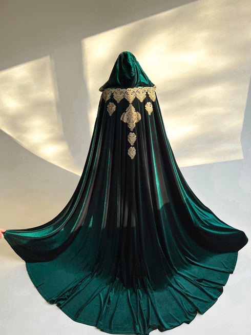 Green velvet cape
