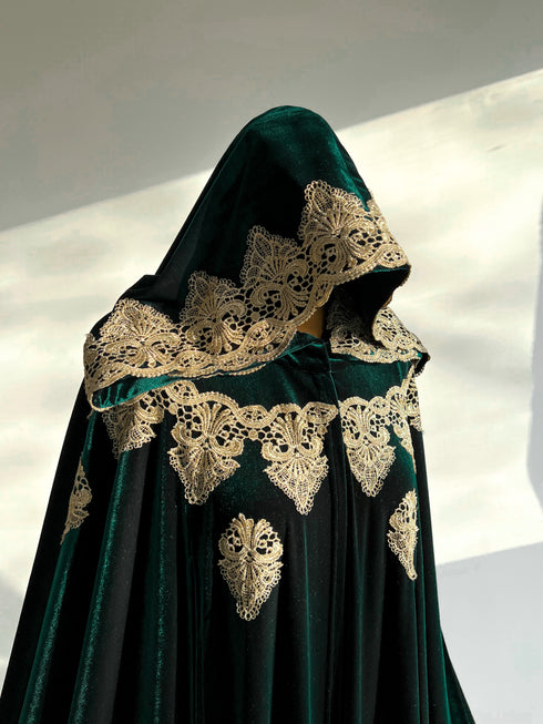 Green velvet cape