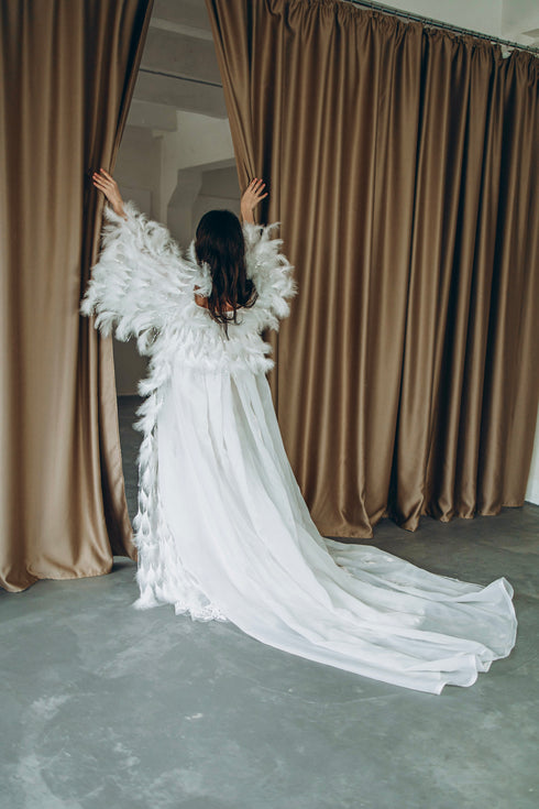 Bridal Cape Feathers, Custom Wedding Cloak
