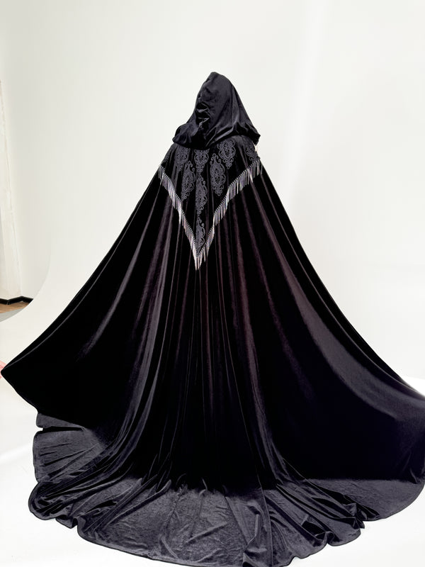 Black velvet cape