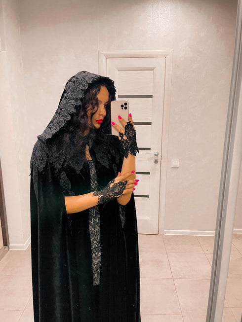 Velvet black cape halloween