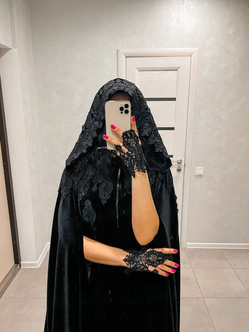 Velvet black cape halloween