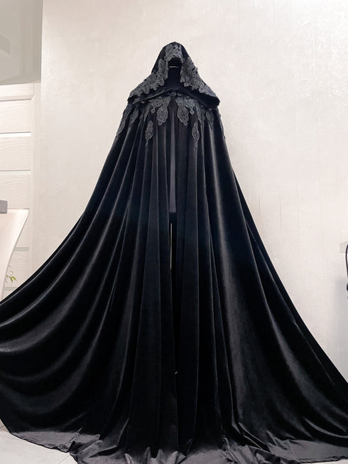 Velvet black cape halloween