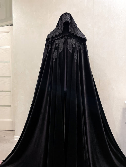 Velvet black cape halloween
