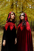 Black Halloween Witch Cape – Velvet Hooded Cloak with Lace