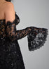 Black mini wedding dress: Gown lace and with sleeves