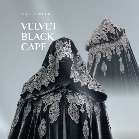 Velvet black cape halloween