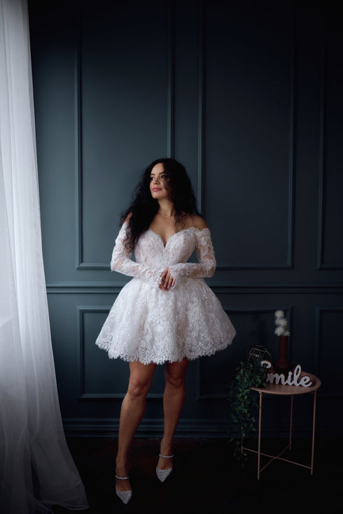 Lace Mini Wedding Dress: Short Elopement Bridal Gown