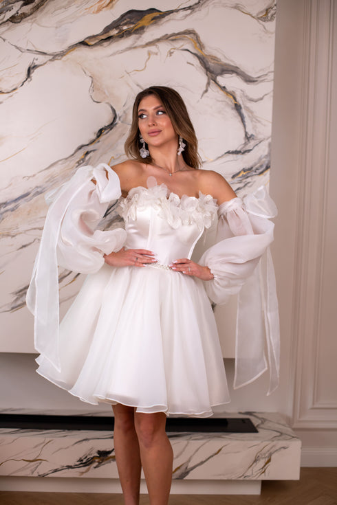 Handmade short wedding dress, Mini elopement gown