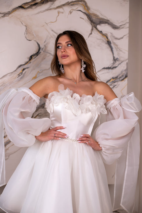 Handmade short wedding dress, Mini elopement gown