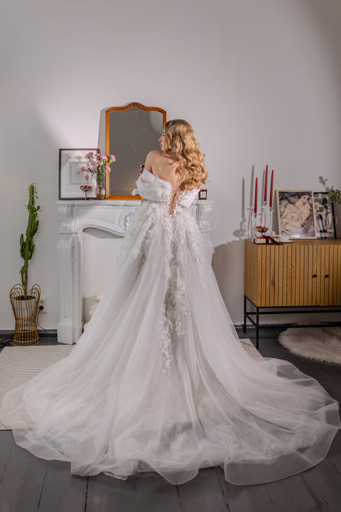 A Line Wedding Dress, Off-the-shoulder Bridal gown