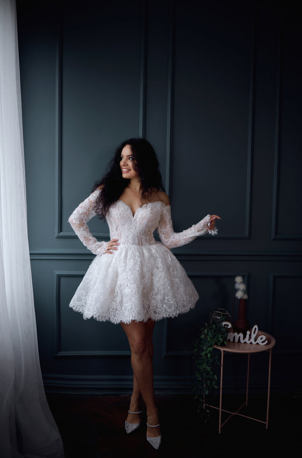 Lace Mini Wedding Dress: Short Elopement Bridal Gown