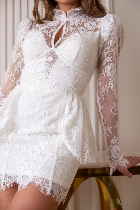 Lace Mini Wedding Dress ✨ Long Sleeve Bridal Gown