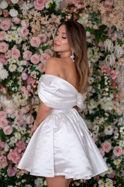 Tea length wedding dress, Elopement mini gown