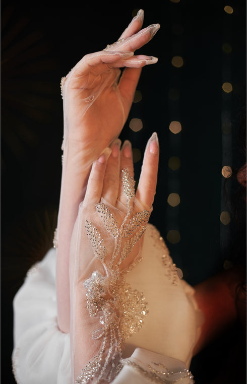 White wedding gloves Bridal gloves Handmade gloves