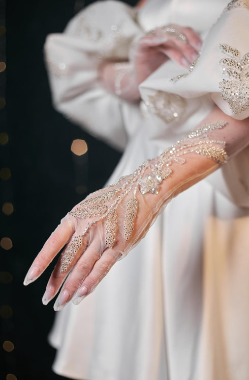 White wedding gloves Bridal gloves Handmade gloves