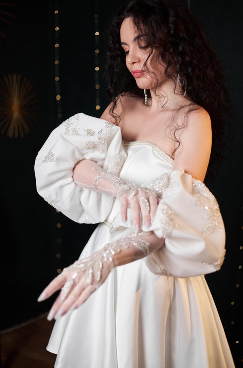 White wedding gloves Bridal gloves Handmade gloves