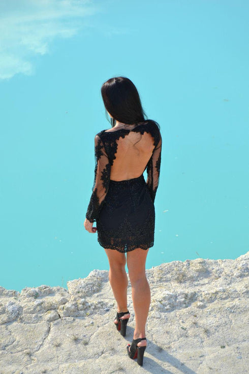 little black dress ball gown Lace evening gown