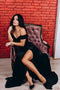 Velvet dress Evening dress with a slit