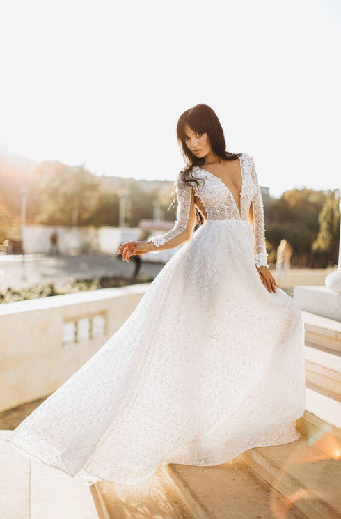 Sparkly wedding dress Sexy pearl dress