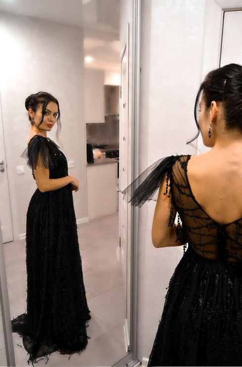 Evening gown Black seguin dress