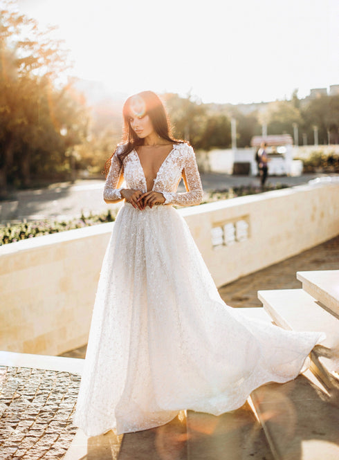 Sparkly wedding dress Sexy pearl dress