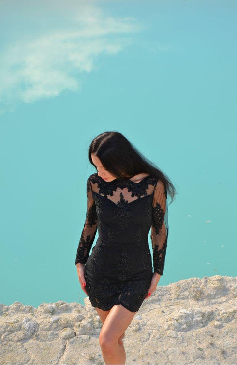 little black dress ball gown Lace evening gown