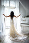 Wedding dress with train lace Open back dress