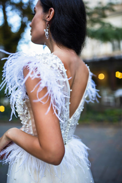 Pearl wedding dress Unique couture bridal gown