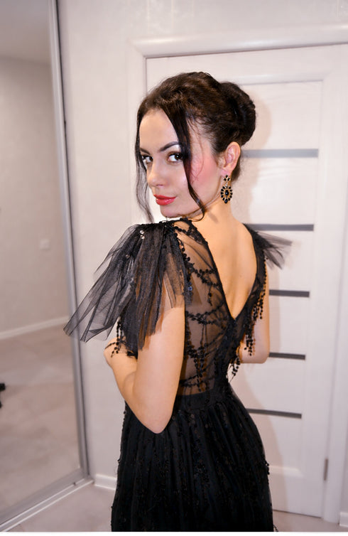 Evening gown Black seguin dress