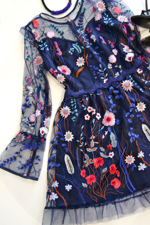 Navy blue lace dress Gowns for women