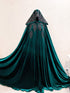 Green cape black lace