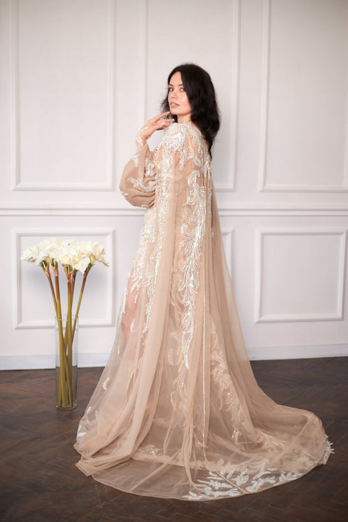 Sequin bridal tulle cape