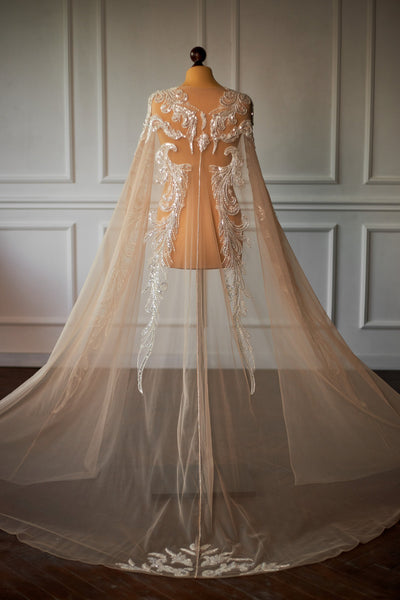 Sequin bridal tulle cape