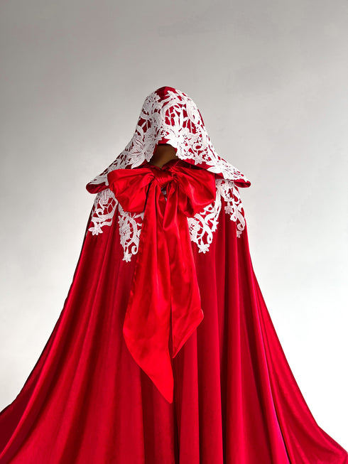Red cape white lace