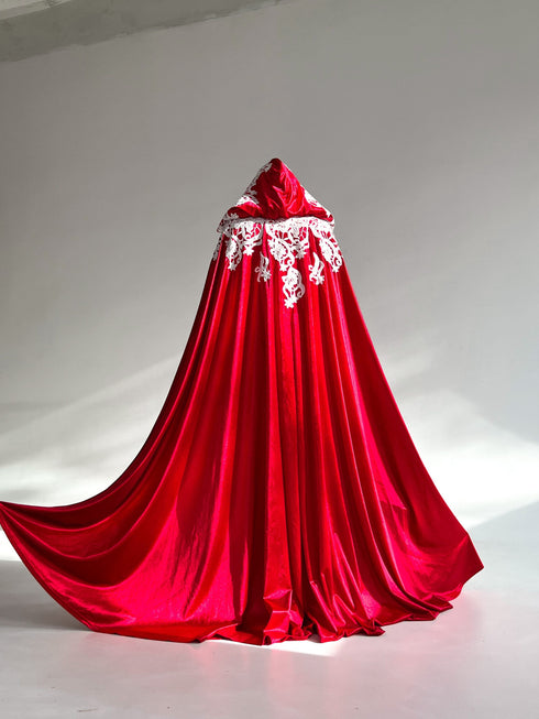 Red cape white lace