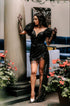 Black formal gown Short sexy dress