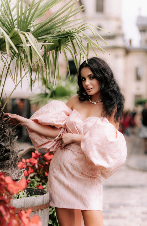 Pink bridal gown